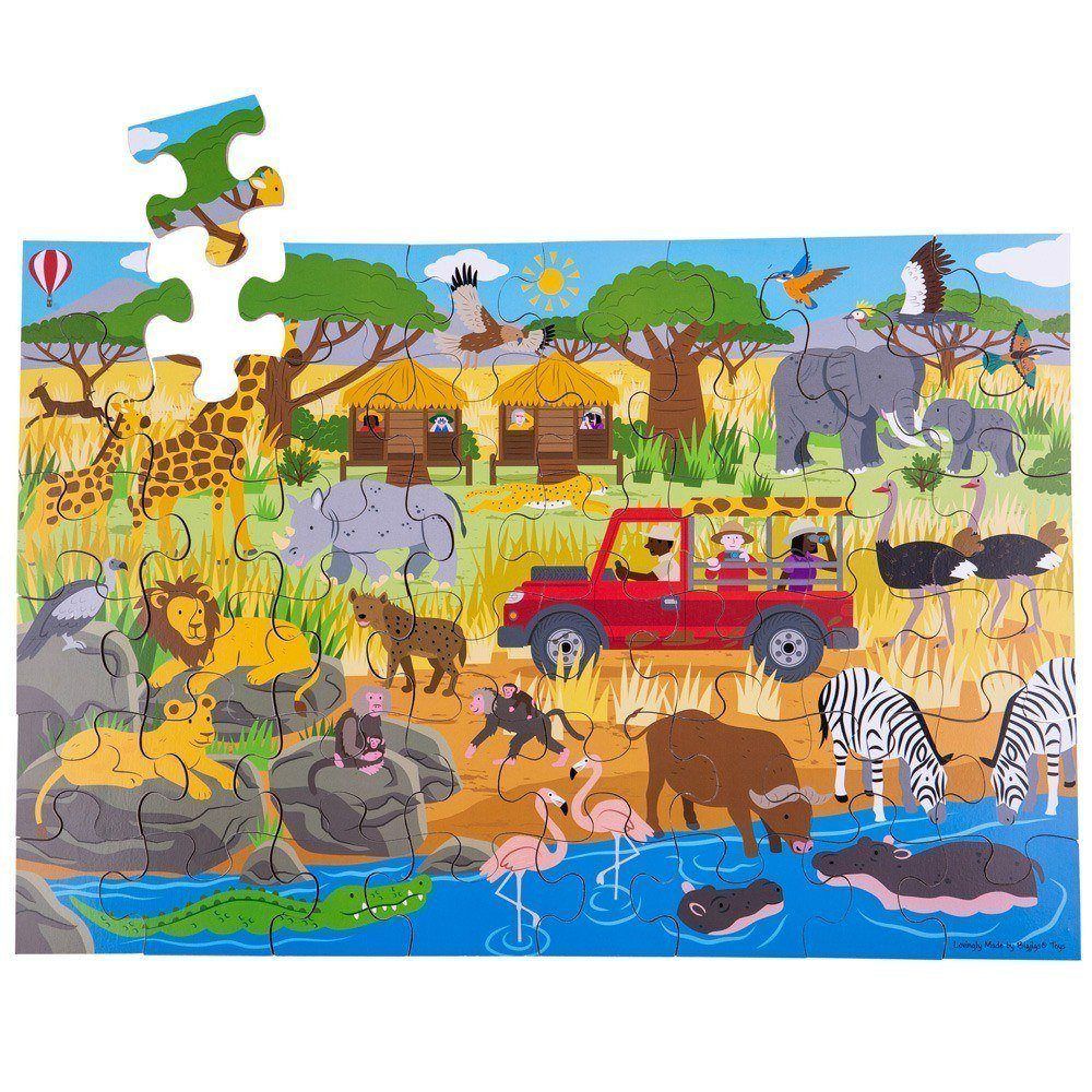 Bigjigs Steckpuzzle Safari – 9-teiliges Holzpuzzle Für Kinder Ab 3 Jahren