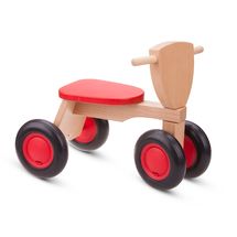 Janod - Traktor Rutscher aus Holz - Baby Rutschauto - Mit Lenkrad,  Integrierter Hupe und Anhängerkupplung - Geräuscharme Räder - Holzspielzeug  - Ab 18 Monaten, J08053