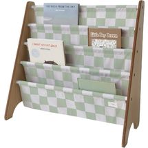 Bücherregal mit grün-weiß kariertem Stoff EFK-107-016-021 3 Sprouts 1