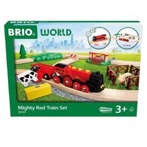 Landhaus-Eisenbahnset mit roter Lokomotive BR36029 Brio 1
