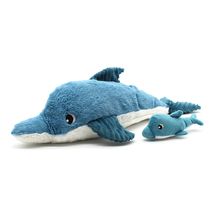 Plüschdelphin-Mutter und ihr Baby blau DE74901 Les Déglingos 1