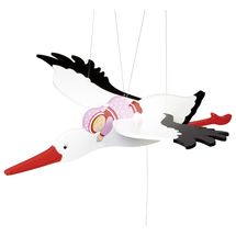 Schwingtier Storch mit Baby, rosa GO52929 Goki 1