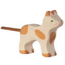 Katzenfigur, braun und weiß HZ-80057 Holztiger 1