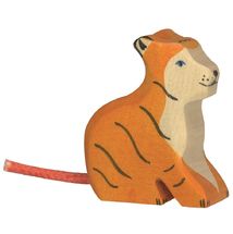 Kleine Tigerfigur sitzend HZ-80138 Holztiger 1