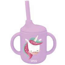 Silikon-Becher mit Trinkhalm Sparkly das Einhorn SJ-SI0801 Sassi Junior 1