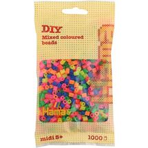 Tüte mit 1000 Kunststoffperlen Midi Neon-Mix HAMA-207-51 Hama 1