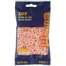 Tüte mit 1000 Kunststoffperlen Midi phosphoreszierendes rosa HAMA-207-56 Hama 1