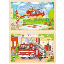 Einlegepuzzle Hubschrauber und Feuerwehr GK57301 Goki 1
