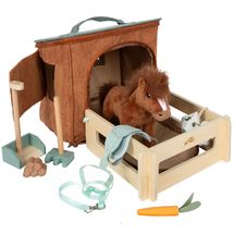 Pferd mit Stall und Zubehör braun LE12871 Small Foot company 1
