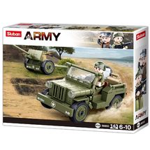 Army WWII - Jeep mit Flugabwehrkanone SL-M38-B0853 Sluban 1