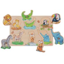 Steckpuzzle wilde Tierbabies mit Elternteil GK57310 Goki 1