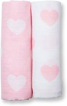 Muslin Baby Swaddle Mulltuch 2er Set - Pink hearts LLJ-121-013-003 Lulujo 1