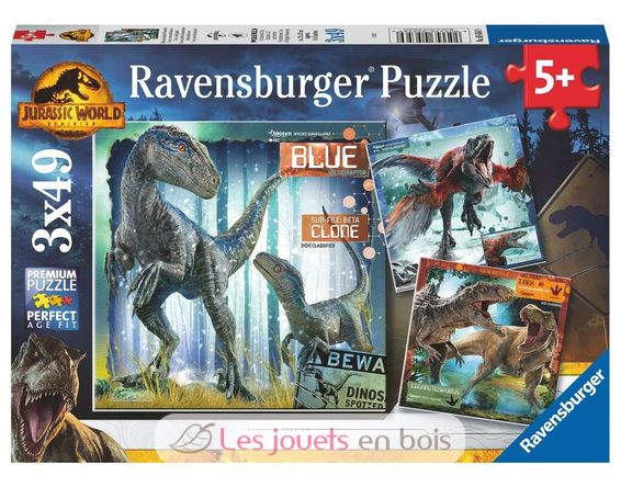 Puzzle T-Rex Jurassic World 3x49 Teile RAV056569 Ravensburger 1