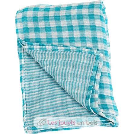 Muslin swaddle mulltuch reversible - Aqua LLJ-121-003-004 Lulujo 1