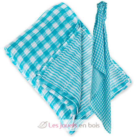 Muslin swaddle mulltuch reversible - Aqua LLJ-121-003-004 Lulujo 2