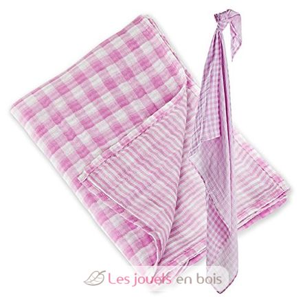 Muslin swaddle mulltuch reversible - pink LLJ-121-003-002 Lulujo 2