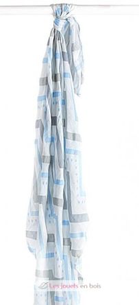 Bamboo Swaddle Mulltuch - Blue Chevron LLJ-121-005-005 Lulujo 2