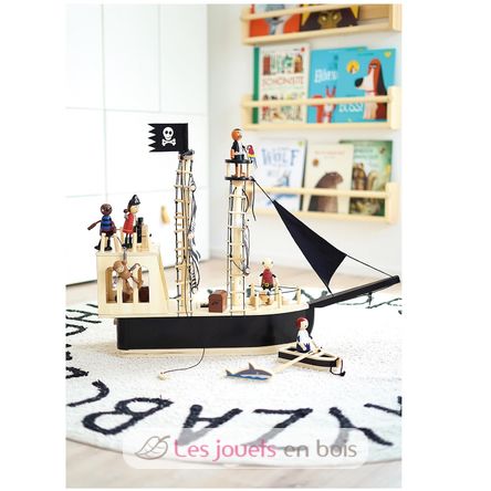Schwarzes Piratenschiff LE12411 Plan Toys 15