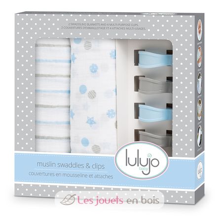 2er-Pack Maxi muslin swaddle + Clips LLJ-121-009-003 Lulujo 1