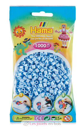 Tüte mit 1000 Kunststoffperlen Midi Eisblau HAMA-207-97 Hama 1