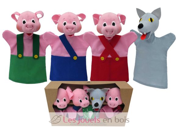 Set 4 Handpuppen Drei Schweine & Wolf MU-22784D Moravská ústredna Brno 2