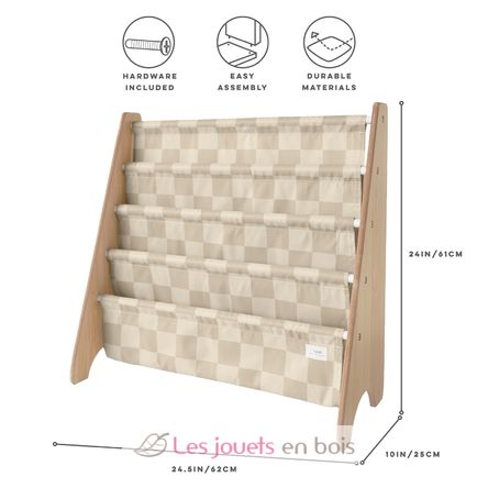 Bücherregal mit Beige kariertem Stoff EFK-107-016-020 3 Sprouts 3