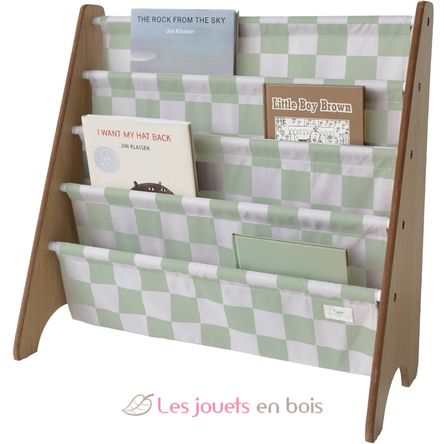 Bücherregal mit grün-weiß kariertem Stoff EFK-107-016-021 3 Sprouts 1