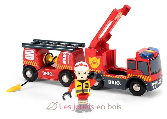 Feuerwehr-Leiterfahrzeug mit Licht & Sound BR33811 Brio 1