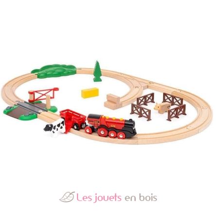 Landhaus-Eisenbahnset mit roter Lokomotive BR36029 Brio 3