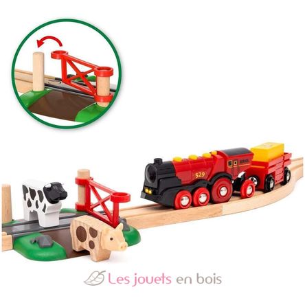 Landhaus-Eisenbahnset mit roter Lokomotive BR36029 Brio 5
