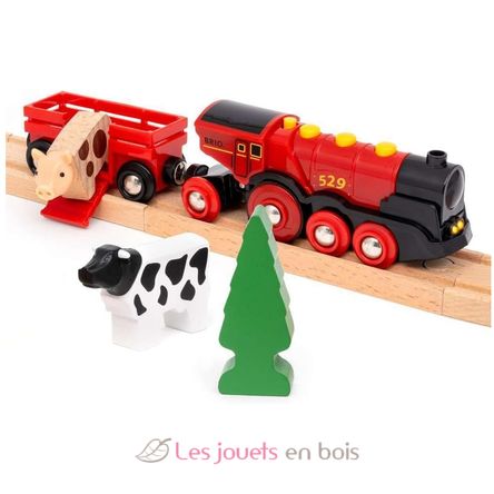 Landhaus-Eisenbahnset mit roter Lokomotive BR36029 Brio 7