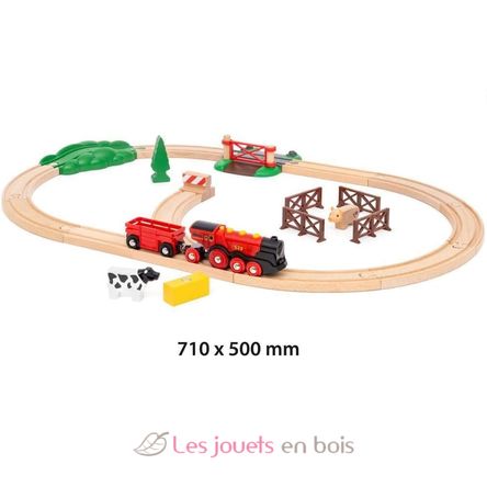 Landhaus-Eisenbahnset mit roter Lokomotive BR36029 Brio 8