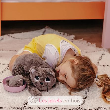 Plüschkatzenmutter und ihr Baby grau DE74801 Les Déglingos 4