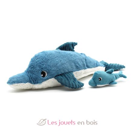 Plüschdelphin-Mutter und ihr Baby blau DE74901 Les Déglingos 1