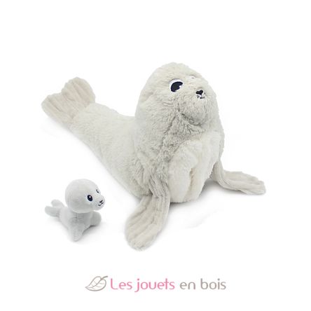 Plüschseelöwemutter und ihr Baby grau DE76100 Les Déglingos 1