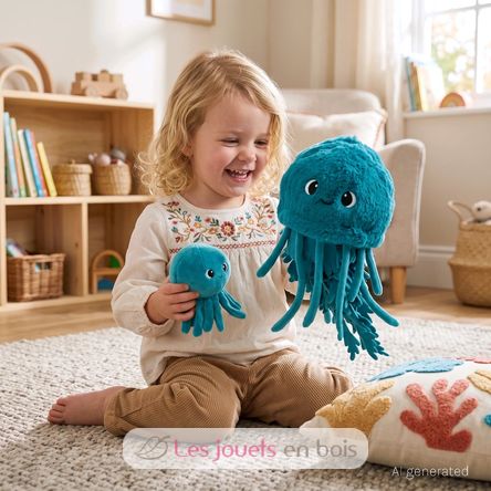 Plüschqualle mutter und ihr Baby blau DE75900 Les Déglingos 2