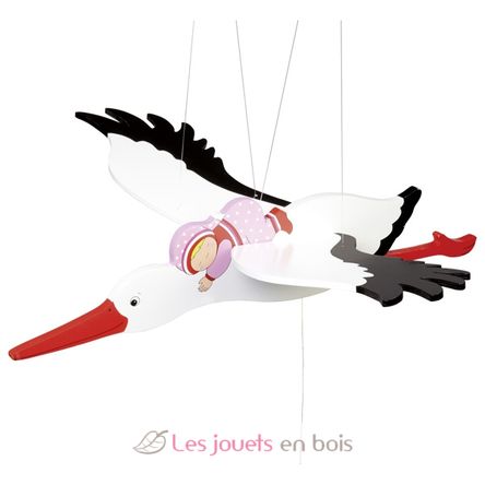 Schwingtier Storch mit Baby, rosa GO52929 Goki 1