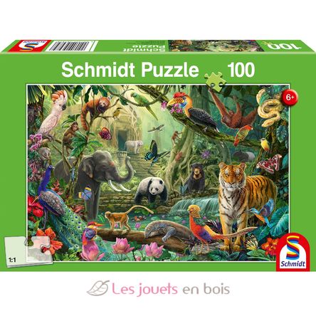 Puzzle Bunte Tierwelt im Dschungel 100 Teile S-56485 Schmidt Spiele 1
