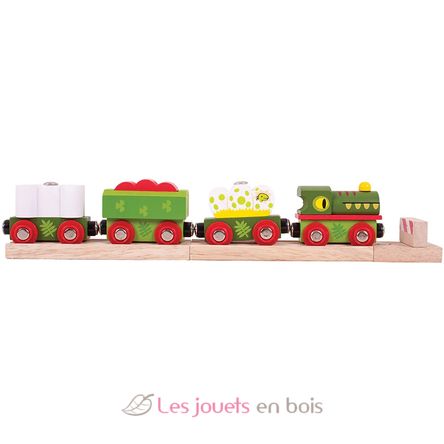 Dino Lokomotive mit Waggons BJT465 Bigjigs Toys 1