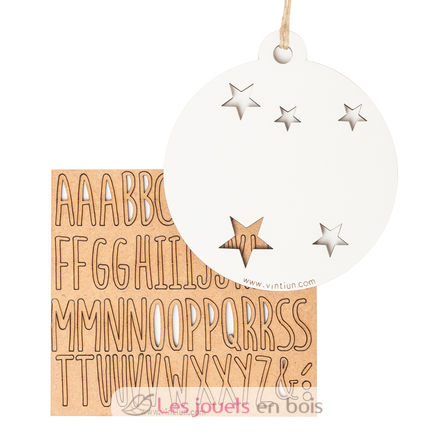 Anpassbare Weihnachtskugel weißes Holz VI-BN11 Vintiun 2