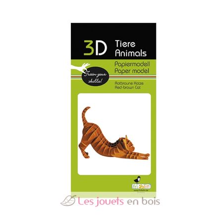 3D Papiermodell - rotbraune Katze FRI-11637 Fridolin 2