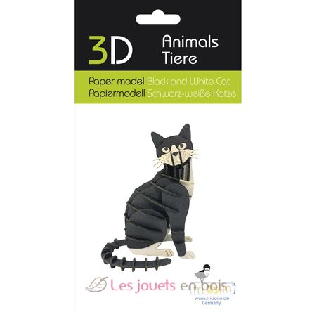 3D Papiermodell - Schwarz-weiße Katze FRI-11759 Fridolin 2