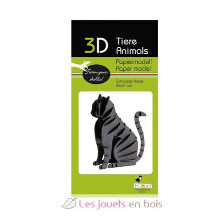 3D Papiermodell - schwarze Katze FRI-11635 Fridolin 2