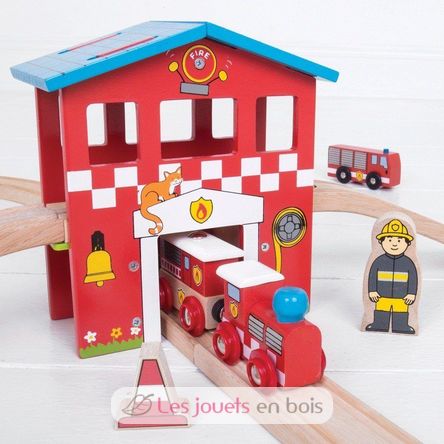 Holzeisenbahn Set Feuerwehr und Rettungsdienste BJT037 Bigjigs Toys 3