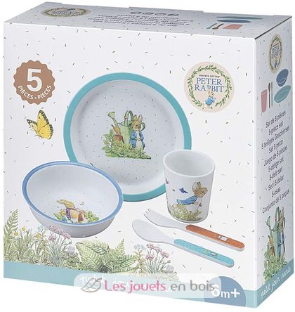 5 teiliges Geschirrset Kaninchen blau PJ-BP701BP Petit Jour 2