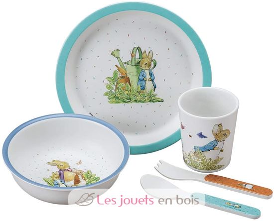 5 teiliges Geschirrset Kaninchen blau PJ-BP701BP Petit Jour 1