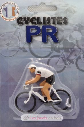 Radfahrer Figur D Sprinter weißes Trikot mit blau-weiß-roten Ärmeln FR-DS4 Fonderie Roger 1