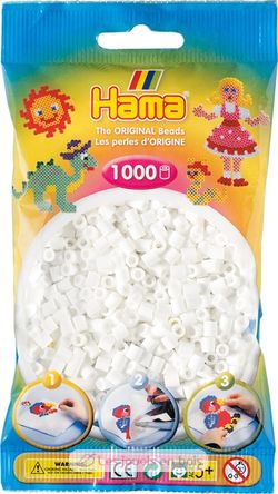 Tüte mit 1000 Kunststoffperlen Midi Weiß HAMA-207-01 Hama 1