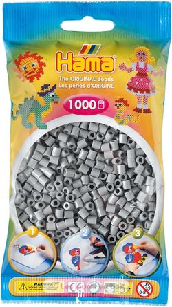 Tüte mit 1000 Kunststoffperlen Midi Grau HAMA-207-17 Hama 2