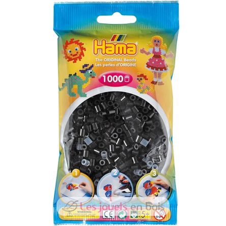 Tüte mit 1000 Kunststoffperlen Midi Schwarz HAMA-207-18 Hama 1